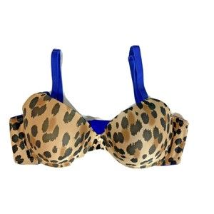 Fruit of Loom Tshirt Push Up Bra Form Fitting Leopard Print Full Coverage Sz 38C